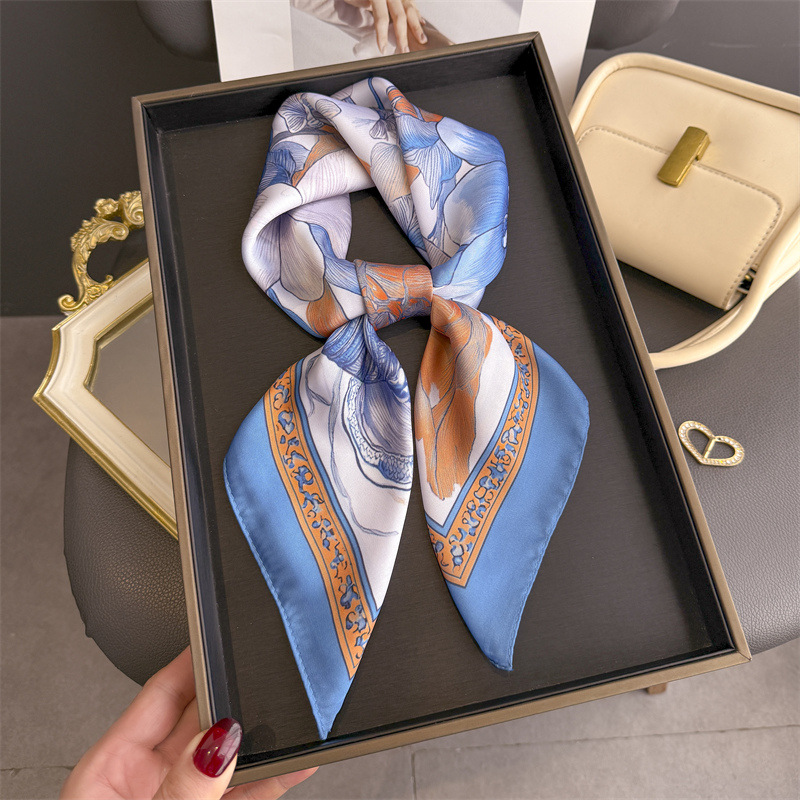 Women Fashion Necktie - Hidżab z jedwabiu w kwiatowy wzór,