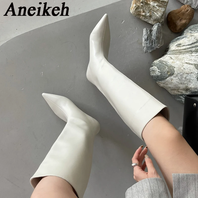 Women'S Fashion Knee High Boots - Aneikeh 2027 Modne, seksowne, szpiczaste, niskie
